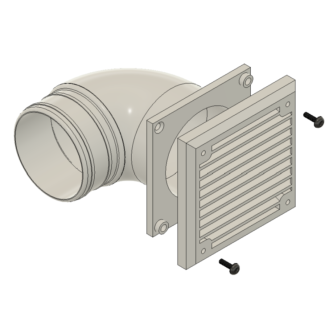 Ausströmer Eckig mit 90° Anschluss für 60mm Syteme