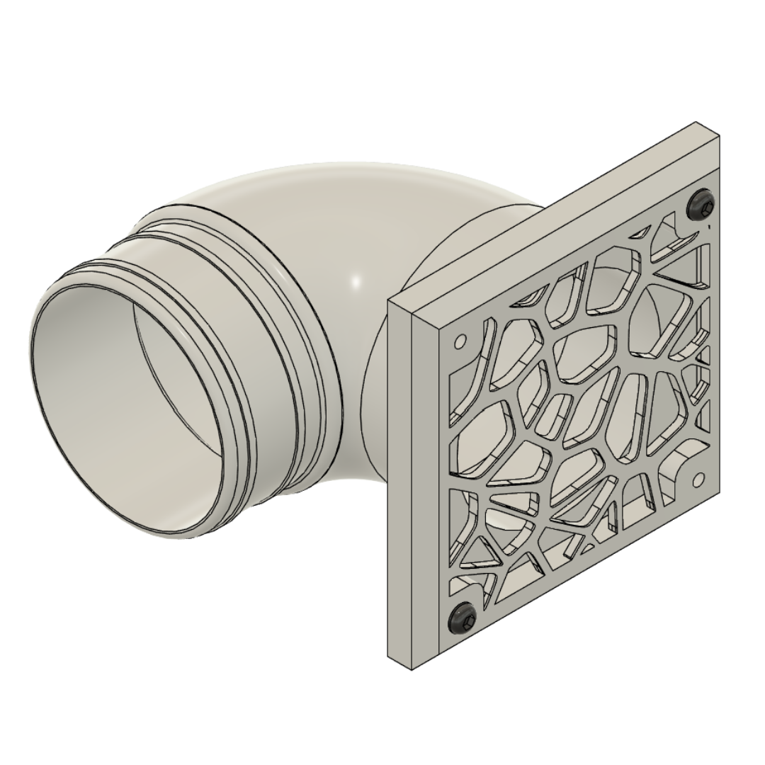 Ausströmer Eckig mit 90° Anschluss für 60mm Syteme