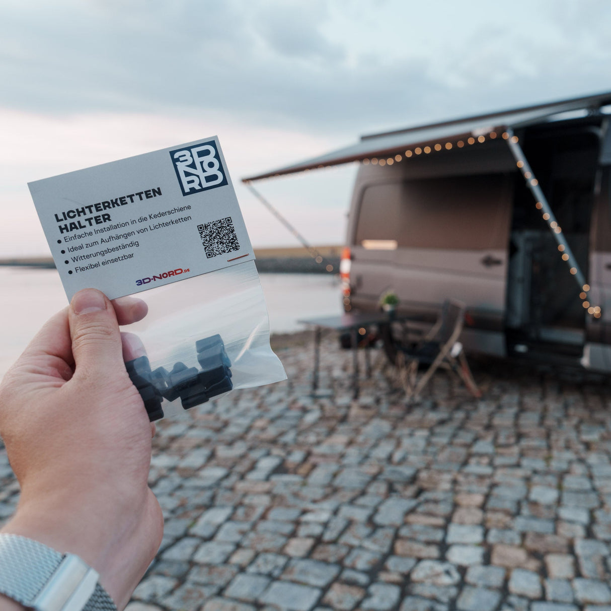 Lichterkettenhalter für Kederschienen, 6er Set