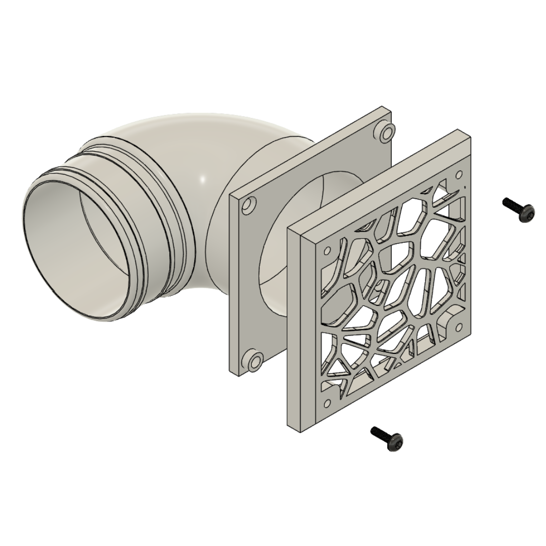 Ausströmer Eckig mit 90° Anschluss für 60mm Syteme